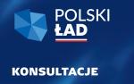  Po lewej stronie kontur Polski a po prawej napis Polski Ład Konsultacje 