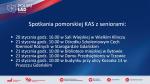 Granatowa plansza z informacją o spotkaniu dla seniorów oraz planem spotkań. W lewym górnym rogu logo Polski Ład.