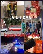 6 zdjęć przedstawiających pomoc pracowników i funkcjonariuszy. W lewym górnym rogu logo KAS.