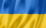 Flaga Ukrainy - prostokąt podzielony na dwa poziome pasy: niebieski i żółty