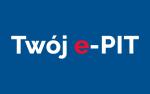 Logo akcji Twój e-PIT. Niebieskie tło.