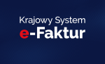 Na granatowym tle napis: Krajowy System e-Faktur.